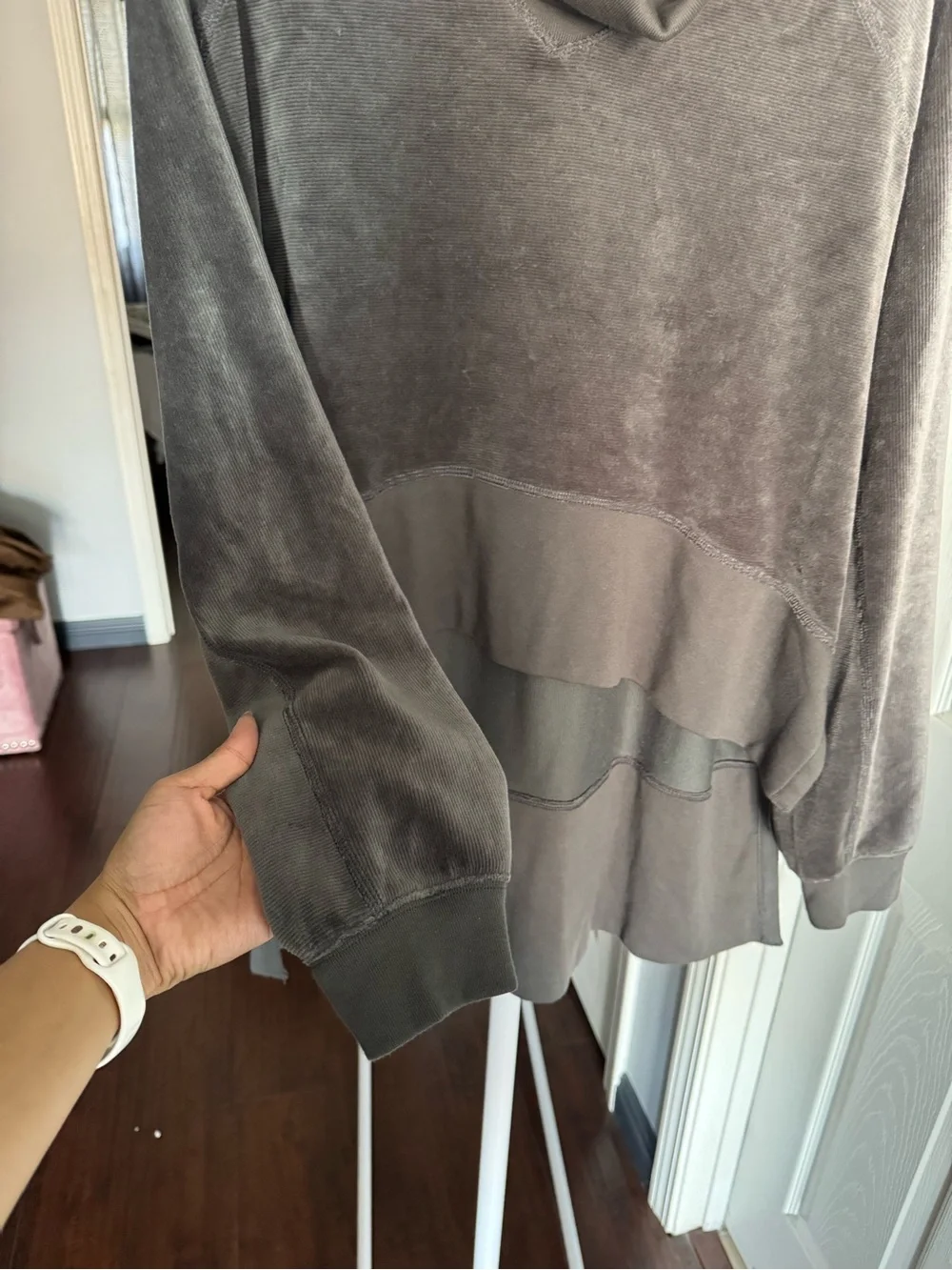 NWT FP Movement by Free People Gray Velvet Cowl Sweatshirt